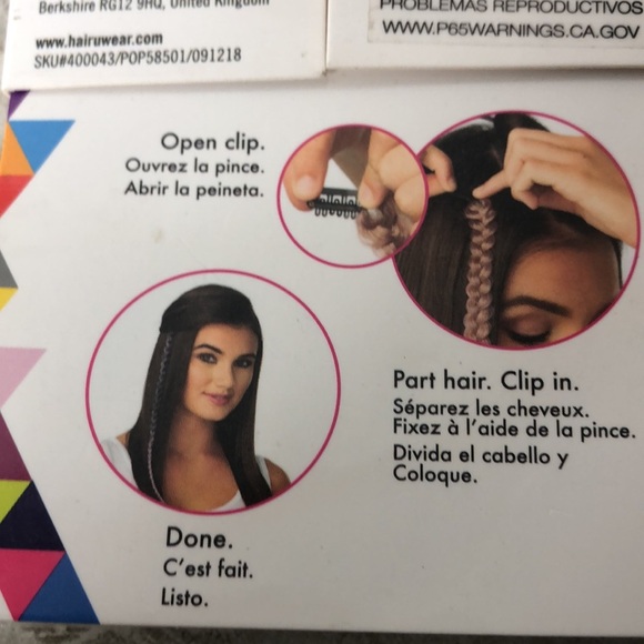 Pop by Hairdo 20” Teal Hair Extension Metallic Clip In Braid Extension Gift NEW - Picture 12 of 15